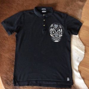 Authentic Original Vintage Style polo skull shirt
